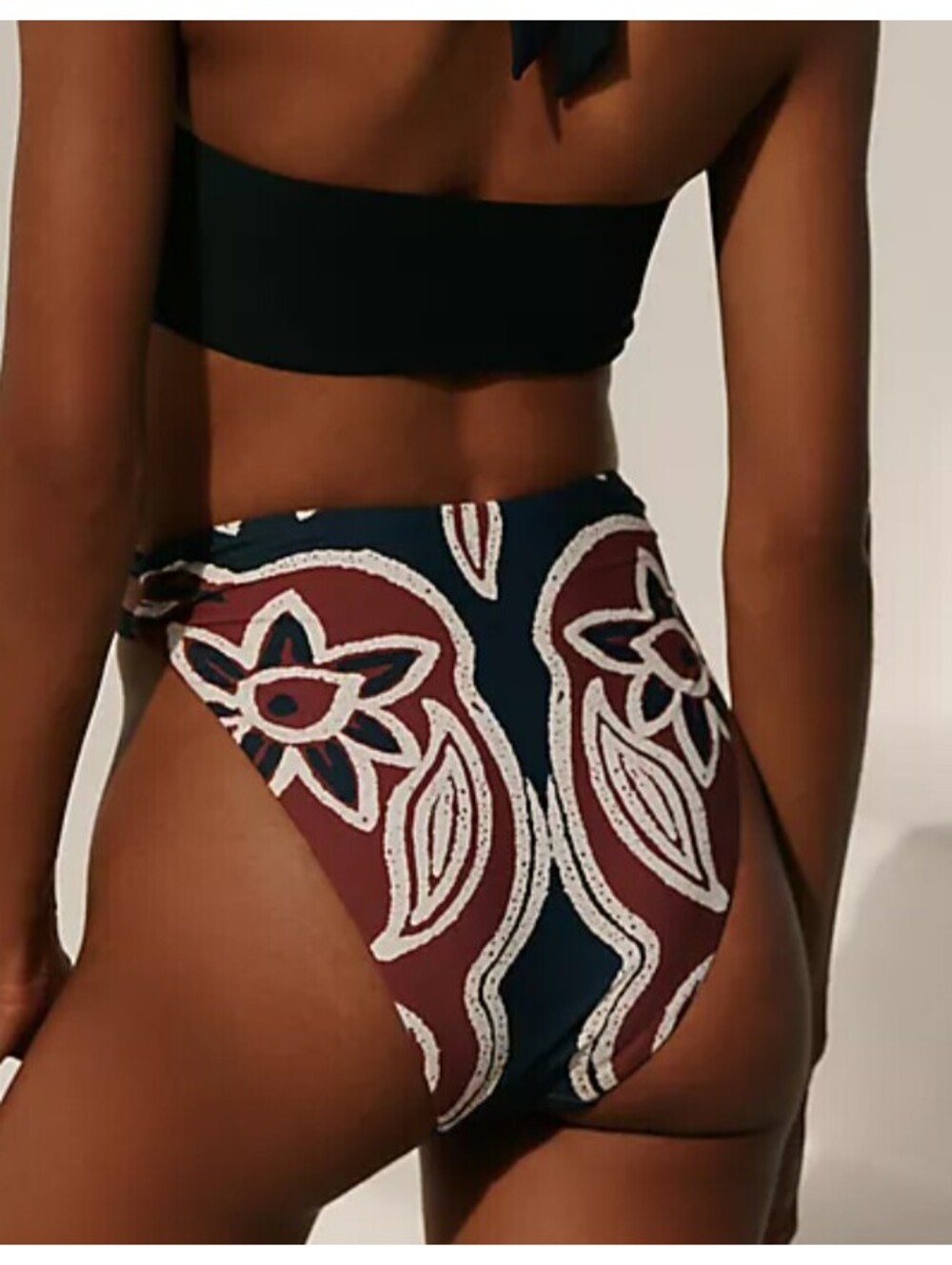 ANTHROPOLOGIE CELANDINE black brown pattern bikini bottoms sz M